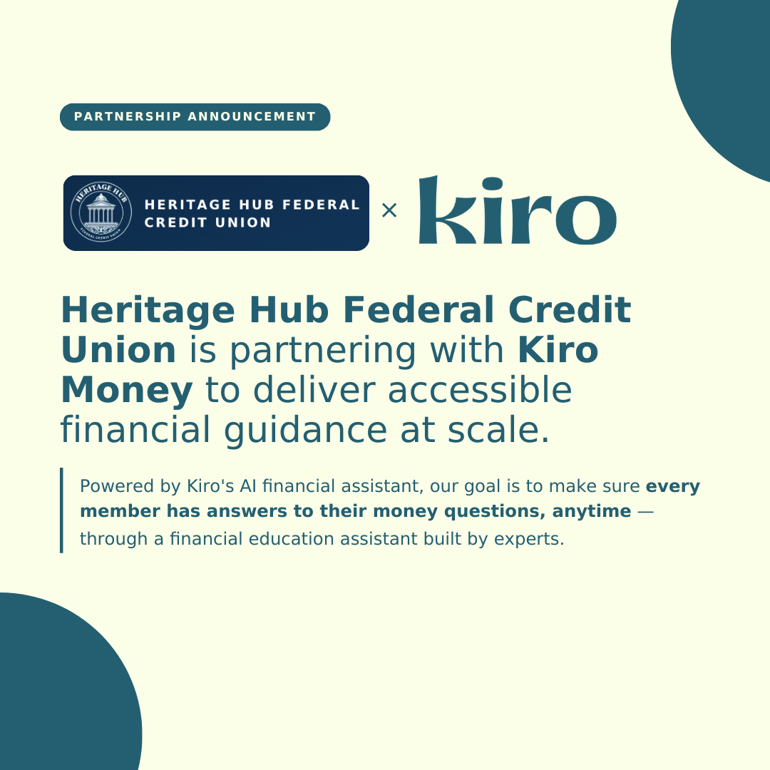 Heritage Hub Federal Credit Union × Kiro Money Partnership Announcement